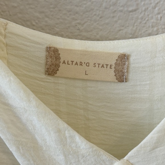 Altar'd State Babydoll‎ Tiered Dress Off White Sorority Size L Boho Peasant - Picture 7 of 10